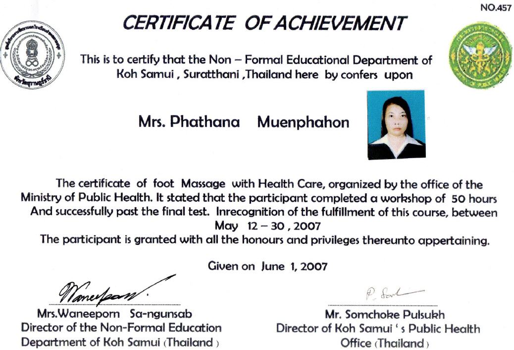 CERTIFICATE OF ACHIEVEMENT